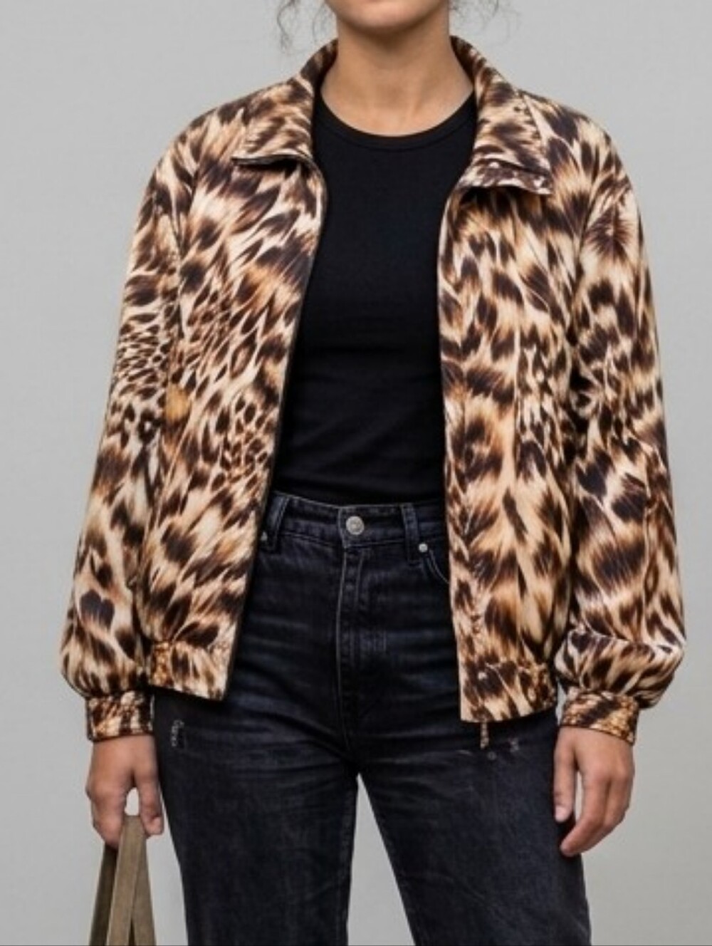 Fuda International Silk Bomber Jacket Vintage Animal Print Leopard Cheetah Small